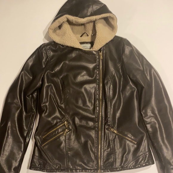 Levi’s Medium Brown Hooded Full Zip Bomber Jacket Coat T - Picture 1 of 16